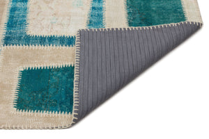 Turquoise Over Dyed Patchwork Unique Rug 5'3'' x 7'10'' ft 160 x 240 cm