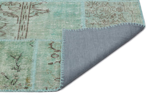Green Over Dyed Patchwork Unique Rug 6'3'' x 9'3'' ft 191 x 283 cm