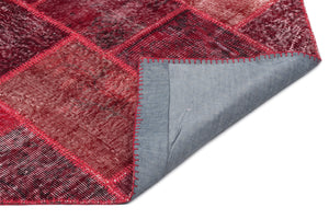Red Over Dyed Patchwork Unique Rug 5'3'' x 7'7'' ft 160 x 230 cm