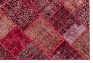 Red Over Dyed Patchwork Unique Rug 5'3'' x 7'7'' ft 160 x 230 cm
