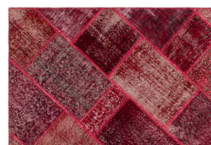 Red Over Dyed Patchwork Unique Rug 5'3'' x 7'7'' ft 160 x 230 cm