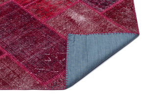 Red Over Dyed Patchwork Unique Rug 5'3'' x 7'7'' ft 160 x 230 cm