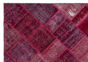 Red Over Dyed Patchwork Unique Rug 5'3'' x 7'7'' ft 160 x 230 cm