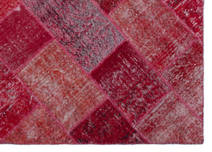 Red Over Dyed Patchwork Unique Rug 5'3'' x 7'7'' ft 160 x 230 cm