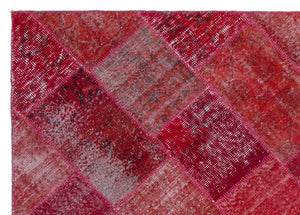 Red Over Dyed Patchwork Unique Rug 5'3'' x 7'7'' ft 160 x 230 cm