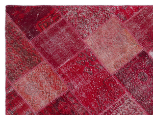 Red Over Dyed Patchwork Unique Rug 5'3'' x 7'7'' ft 160 x 230 cm