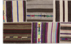 Striped Over Dyed Kilim Patchwork Unique Rug 5'3'' x 7'7'' ft 160 x 230 cm