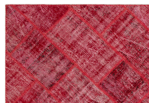Red Over Dyed Patchwork Unique Rug 5'3'' x 7'7'' ft 160 x 230 cm