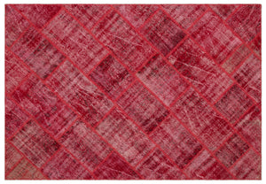 Red Over Dyed Patchwork Unique Rug 5'3'' x 7'7'' ft 160 x 230 cm