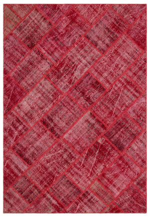 Red Over Dyed Patchwork Unique Rug 5'3'' x 7'7'' ft 160 x 230 cm