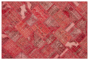 Red Over Dyed Patchwork Unique Rug 5'3'' x 7'7'' ft 160 x 230 cm