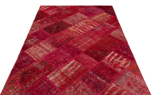 Red Over Dyed Patchwork Unique Rug 5'3'' x 7'7'' ft 160 x 230 cm