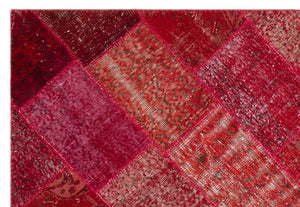 Red Over Dyed Patchwork Unique Rug 5'3'' x 7'7'' ft 160 x 230 cm