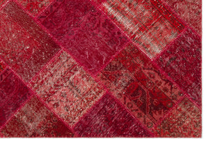 Red Over Dyed Patchwork Unique Rug 5'3'' x 7'7'' ft 160 x 230 cm
