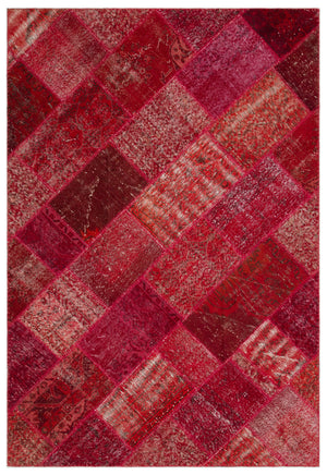 Red Over Dyed Patchwork Unique Rug 5'3'' x 7'7'' ft 160 x 230 cm