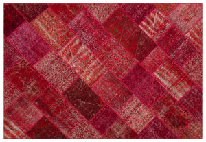 Red Over Dyed Patchwork Unique Rug 5'3'' x 7'7'' ft 160 x 230 cm