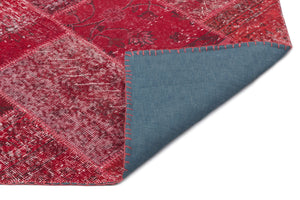Red Over Dyed Patchwork Unique Rug 5'3'' x 7'7'' ft 160 x 230 cm