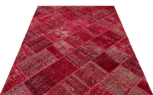 Red Over Dyed Patchwork Unique Rug 5'3'' x 7'7'' ft 160 x 230 cm