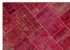 Red Over Dyed Patchwork Unique Rug 5'3'' x 7'7'' ft 160 x 230 cm