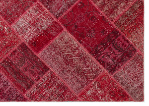 Red Over Dyed Patchwork Unique Rug 5'3'' x 7'7'' ft 160 x 230 cm