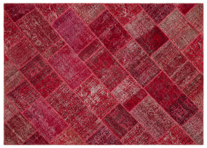 Red Over Dyed Patchwork Unique Rug 5'3'' x 7'7'' ft 160 x 230 cm