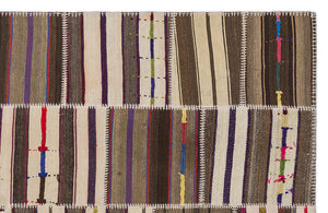 Striped Over Dyed Kilim Patchwork Unique Rug 5'3'' x 7'7'' ft 160 x 230 cm