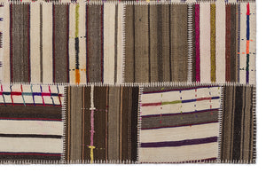 Striped Over Dyed Kilim Patchwork Unique Rug 5'3'' x 7'7'' ft 160 x 230 cm