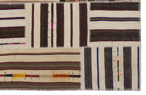 Striped Over Dyed Kilim Patchwork Unique Rug 5'3'' x 7'7'' ft 160 x 230 cm