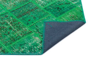 Green Over Dyed Patchwork Unique Rug 3'11'' x 5'11'' ft 120 x 180 cm