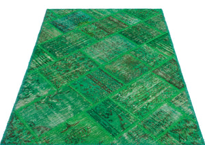 Green Over Dyed Patchwork Unique Rug 3'11'' x 5'11'' ft 120 x 180 cm