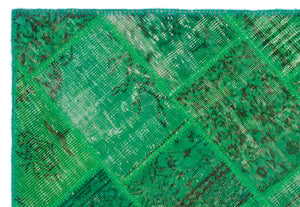 Green Over Dyed Patchwork Unique Rug 3'11'' x 5'11'' ft 120 x 180 cm