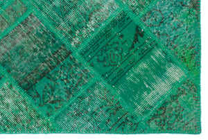 Green Over Dyed Patchwork Unique Rug 3'11'' x 5'11'' ft 120 x 180 cm