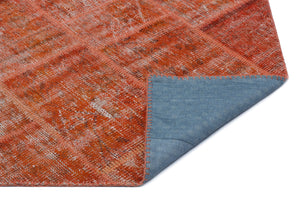Orange Over Dyed Patchwork Unique Rug 3'11'' x 5'11'' ft 120 x 180 cm