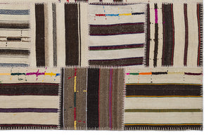 Striped Over Dyed Kilim Patchwork Unique Rug 5'3'' x 7'7'' ft 160 x 230 cm