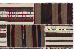 Striped Over Dyed Kilim Patchwork Unique Rug 5'3'' x 7'7'' ft 160 x 230 cm