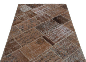 Brown Over Dyed Patchwork Unique Rug 3'11'' x 5'11'' ft 120 x 180 cm