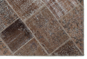 Brown Over Dyed Patchwork Unique Rug 3'11'' x 5'11'' ft 120 x 180 cm