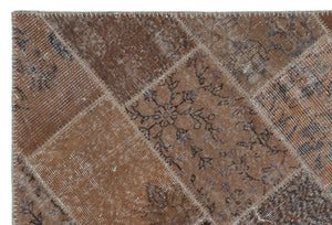 Brown Over Dyed Patchwork Unique Rug 3'11'' x 5'11'' ft 120 x 180 cm