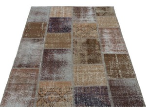 Beige Over Dyed Patchwork Unique Rug 3'11'' x 5'11'' ft 120 x 180 cm