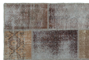 Beige Over Dyed Patchwork Unique Rug 3'11'' x 5'11'' ft 120 x 180 cm