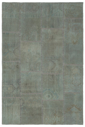 Gray Over Dyed Patchwork Unique Rug 3'11'' x 5'11'' ft 120 x 180 cm