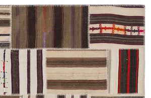 Striped Over Dyed Kilim Patchwork Unique Rug 5'3'' x 7'7'' ft 160 x 230 cm