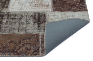 Brown Over Dyed Patchwork Unique Rug 3'11'' x 5'11'' ft 120 x 180 cm