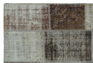 Brown Over Dyed Patchwork Unique Rug 3'11'' x 5'11'' ft 120 x 180 cm