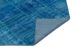 Turquoise Over Dyed Patchwork Unique Rug 3'11'' x 5'11'' ft 120 x 180 cm