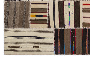 Striped Over Dyed Kilim Patchwork Unique Rug 5'3'' x 7'7'' ft 160 x 230 cm