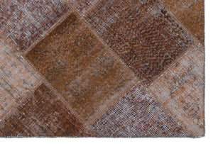 Brown Over Dyed Patchwork Unique Rug 3'11'' x 5'11'' ft 120 x 180 cm