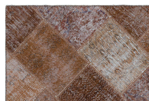 Brown Over Dyed Patchwork Unique Rug 3'11'' x 5'11'' ft 120 x 180 cm