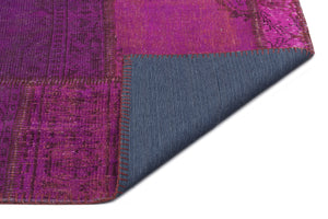 Fuchsia Over Dyed Patchwork Unique Rug 5'3'' x 7'7'' ft 160 x 230 cm