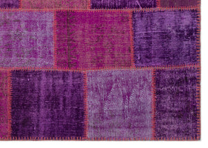 Purple Over Dyed Patchwork Unique Rug 5'3'' x 7'7'' ft 160 x 230 cm